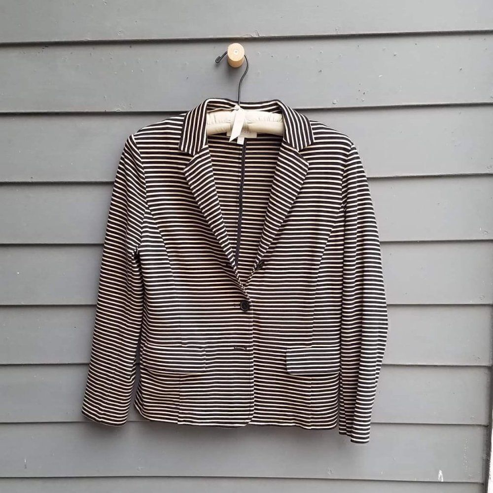 Talbots Tan & Black Striped Knit Jacket - Medium - Picture 5 of 6